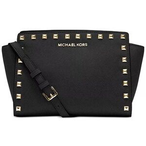 Michael Kors Black Crossbody Bag with Gold Studs